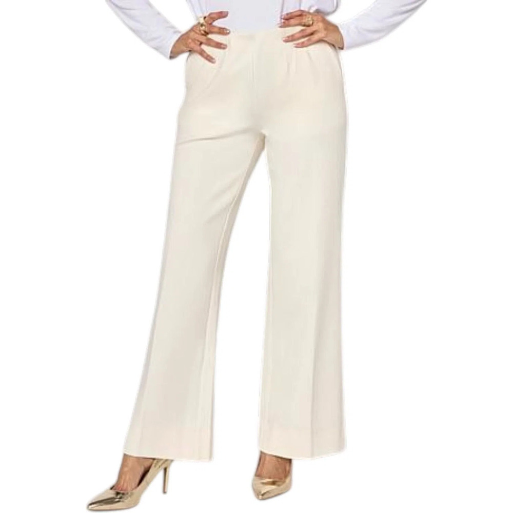 WynneCollection Women's Dart Detail Straight-Leg Pant Cream - Petite